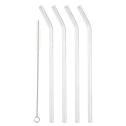 Sugerør med knekk 21,5 cm 4 stk glass klar