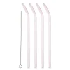 Sugerør med knekk 21,5 cm 4 stk glass rosa
