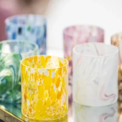 Swirl drikkeglass/lykt 35 cl hvit multi