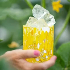 Swirl drikkeglass/lykt 35 cl gul multi