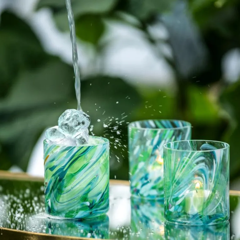 Swirl drikkeglass/lykt 35 cl grønn multi