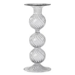 Swirl lysestake 22 cm grå