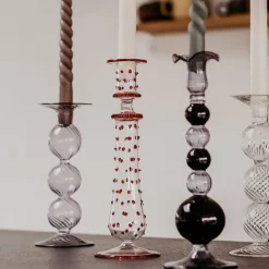 Swirl lysestake 22 cm grå