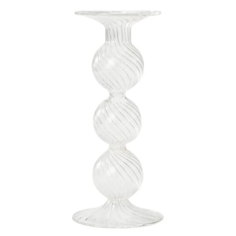 Swirl lysestake 22 cm klar