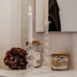 Swirl lysestake 22 cm klar