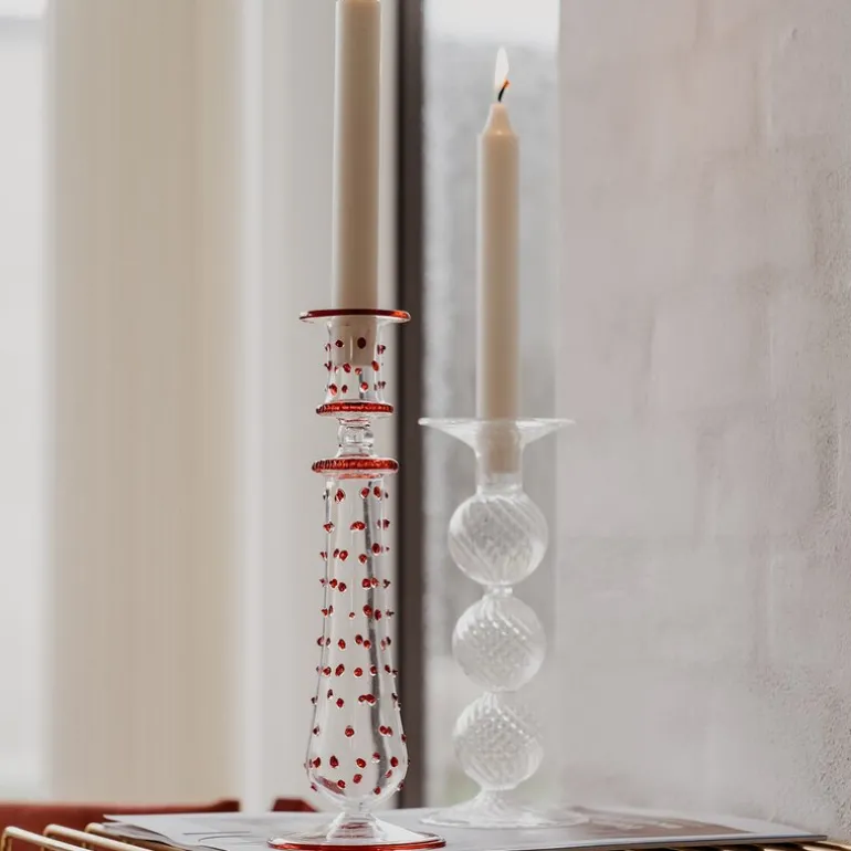 Swirl lysestake 22 cm klar