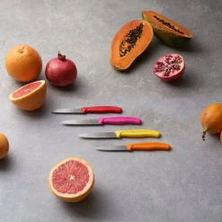 Swiss Classic grønnsakskniv 10 cm bølget knivblad gul