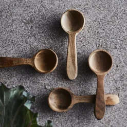 Teak skje 6 cm 4 stk natur