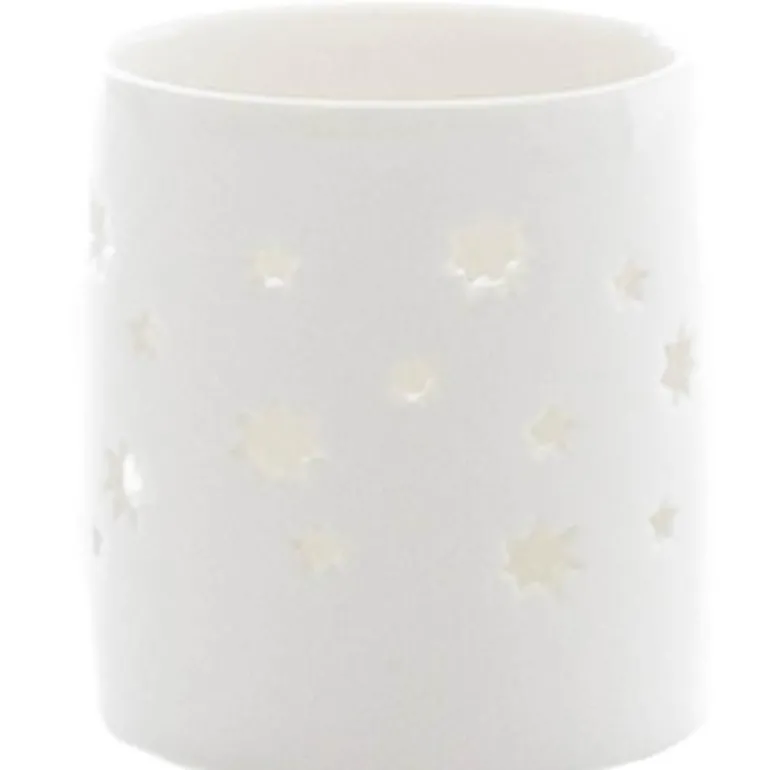 Telysholder stjerne liten 6,5x7,5 cm hvit