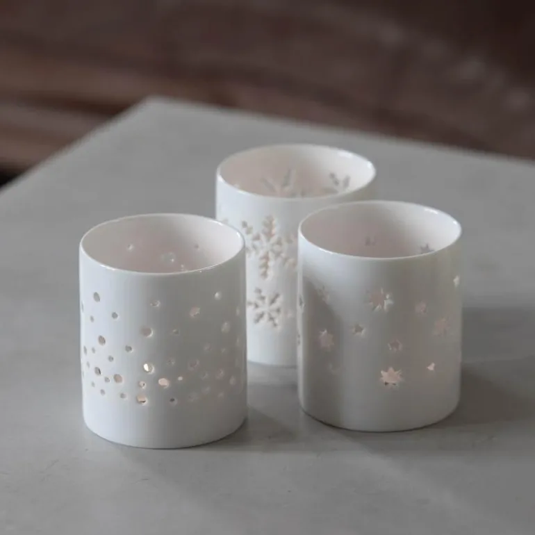 Telysholder stjerne liten 6,5x7,5 cm hvit