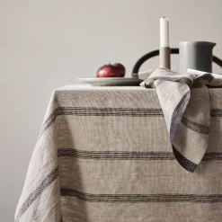 Thea duk 145x330 beige/denim stripe