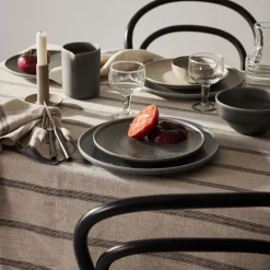 Thea duk 145x330 beige/denim stripe