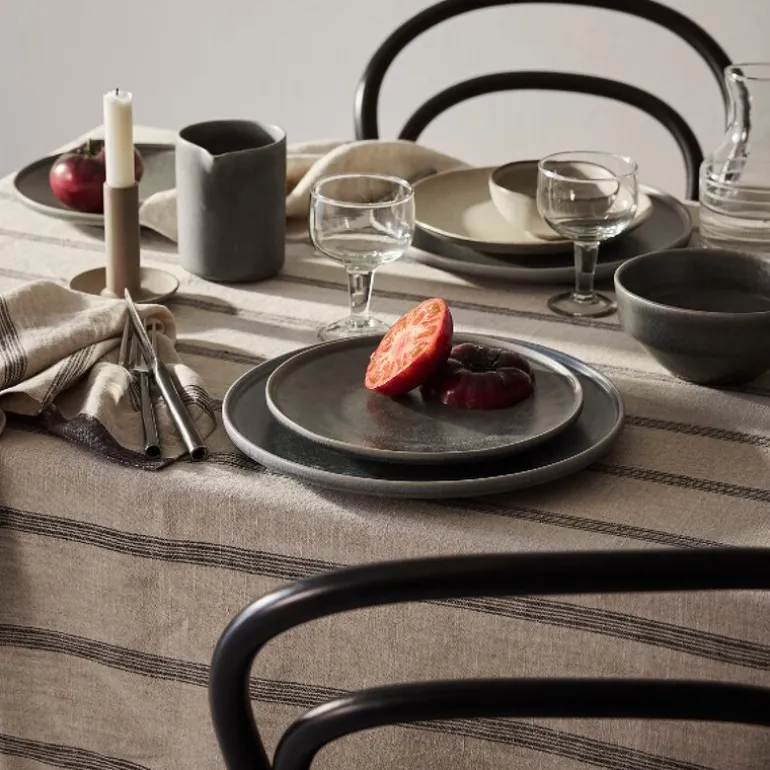 Thea duk 145x330 beige/denim stripe