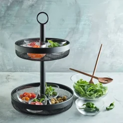 Timeless salatbolle med salatbestikk 3L klar/valnøtt