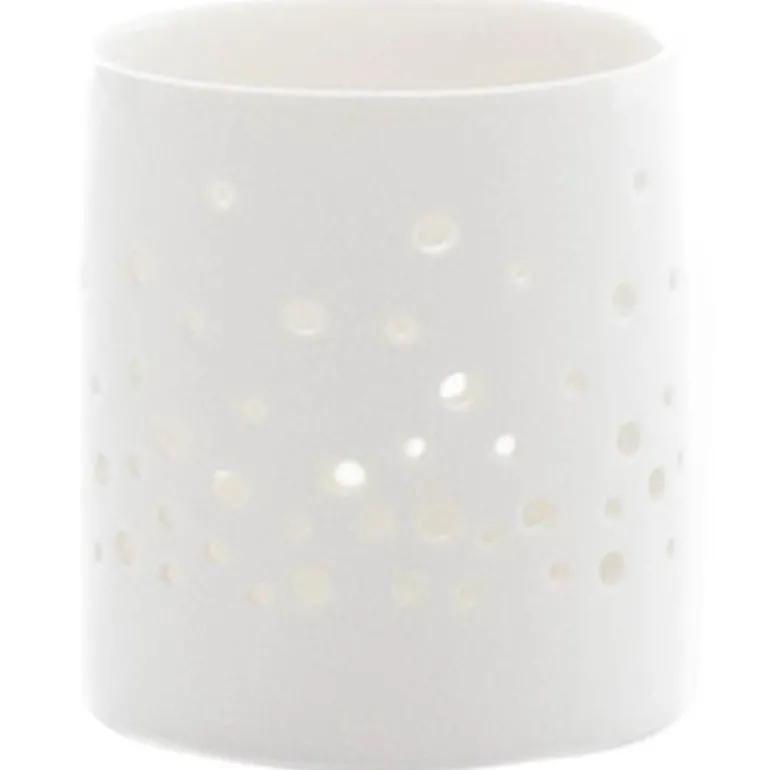 T-lysholder dots 7,5x6,5 cm hvit