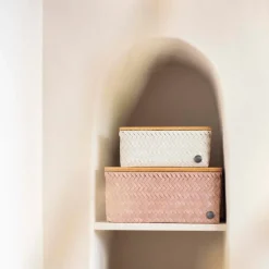 Top Fit Medium høy oppbevaringskurv m/lokk 24x18x11 cm champagne