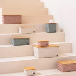 Top Fit Medium høy oppbevaringskurv m/lokk 24x18x11 cm champagne