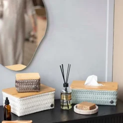 Top Fit Medium høy oppbevaringskurv m/lokk 24x18x11 cm champagne