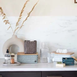 Top Fit Medium høy oppbevaringskurv m/lokk 24x18x11 cm eucalyptus