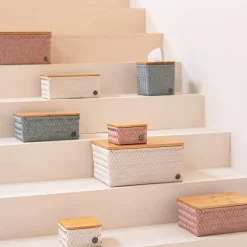 Top Fit Medium høy oppbevaringskurv m/lokk 24x18x11 cm eucalyptus