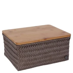 Top Fit stor oppbevaringskurv m/lokk 31x23x15 cm taupe