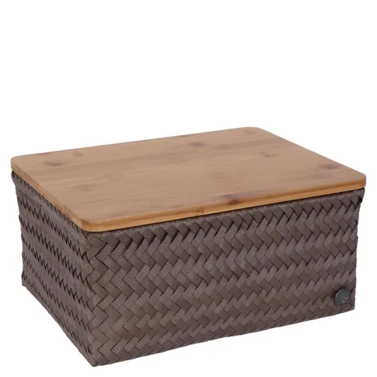 Top Fit stor oppbevaringskurv m/lokk 31x23x15 cm taupe