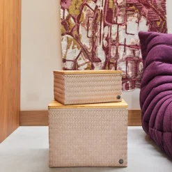 Top Fit stor oppbevaringskurv m/lokk 31x23x15 cm caffè latte