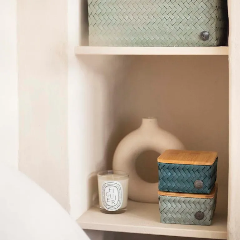 Top Fit Tiny oppbevaringskurv m/lokk 13x13x8 cm eucalyptus