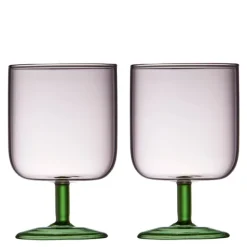 Torino vinglass 30 cl 2 stk rosa/grønn