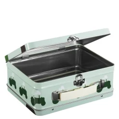 Traktor og låve koffertboks 19x16 cm blå