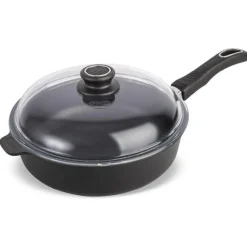 Traktørpanne med glasslokk 28 cm svart