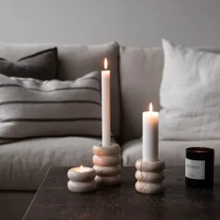 Travertin lysestake liten 5 cm