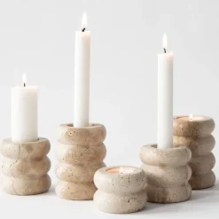 Travertin lysestake liten 5 cm