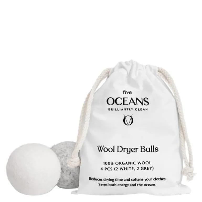 Tørkeballer ull 4 stk hvit/grå