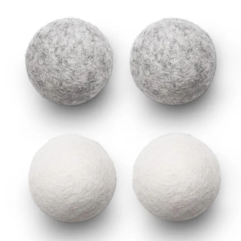Tørkeballer ull 4 stk hvit/grå