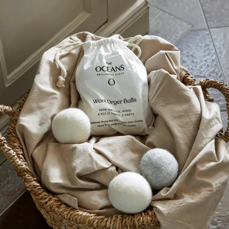 Tørkeballer ull 4 stk hvit/grå