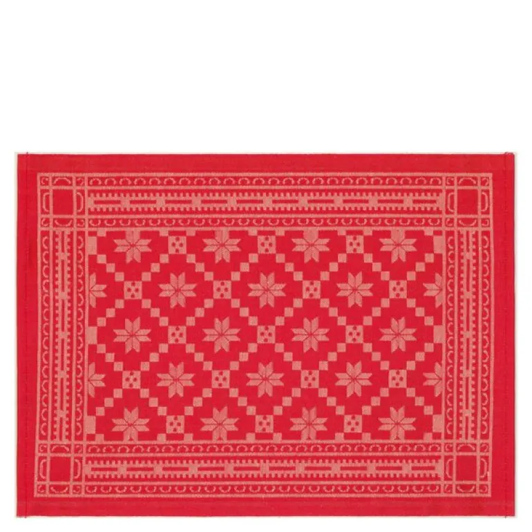 Åttebladrose bordbrikke 35x48 cm rød