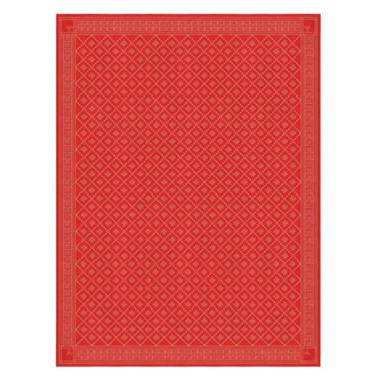 Åttebladrose bordduk 150x260 cm rød