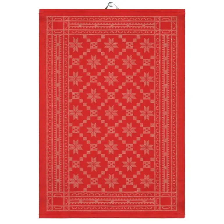 Åttebladrose kjøkkenhåndkle 50x70 cm rød