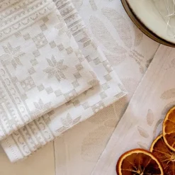 Åttebladrose serviett 35x35 beige