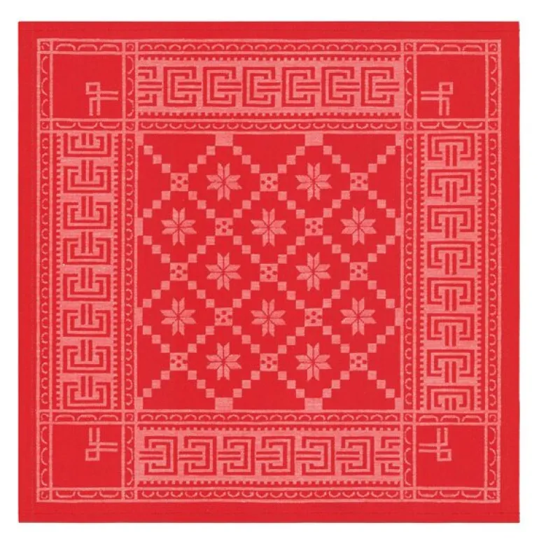 Åttebladrose tøyserviett 50x50 cm rød