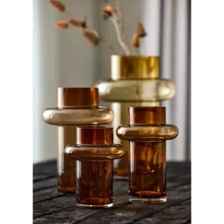 Tube vase 20 cm amber glass