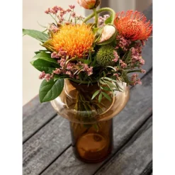 Tube vase 20 cm amber glass