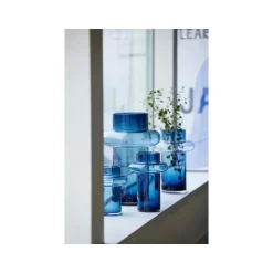 Tube vase 40 cm dark blue glass