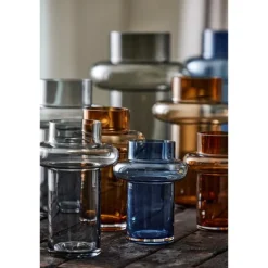 Tube vase 40 cm dark blue glass