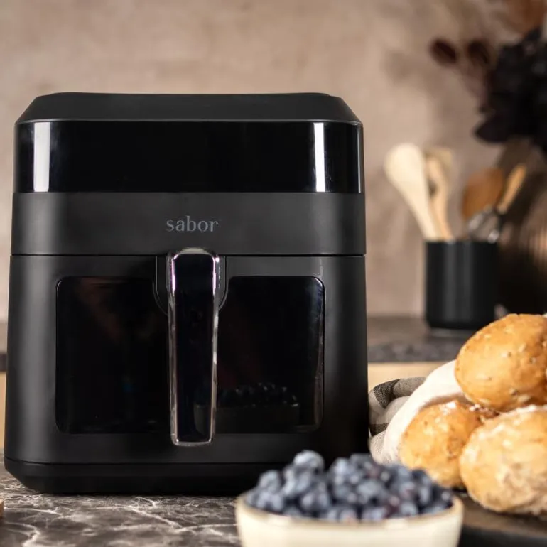 Ultimate airfryer med vindu 6L matt svart