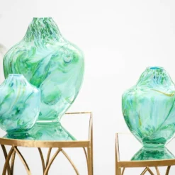 Unik skulptur kunstglass S 31 cm grønn multi