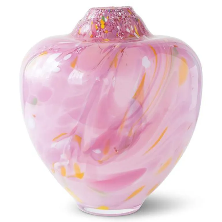 Unik skulptur kunstglass S 31 cm rosa multi
