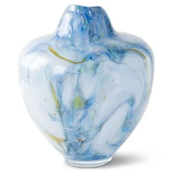 Unik skulptur kunstglass S 31 cm blå multi