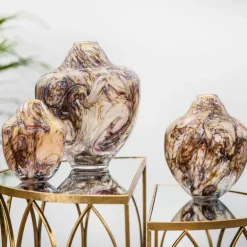 Unik skulptur kunstglass M 24 cm brun multi